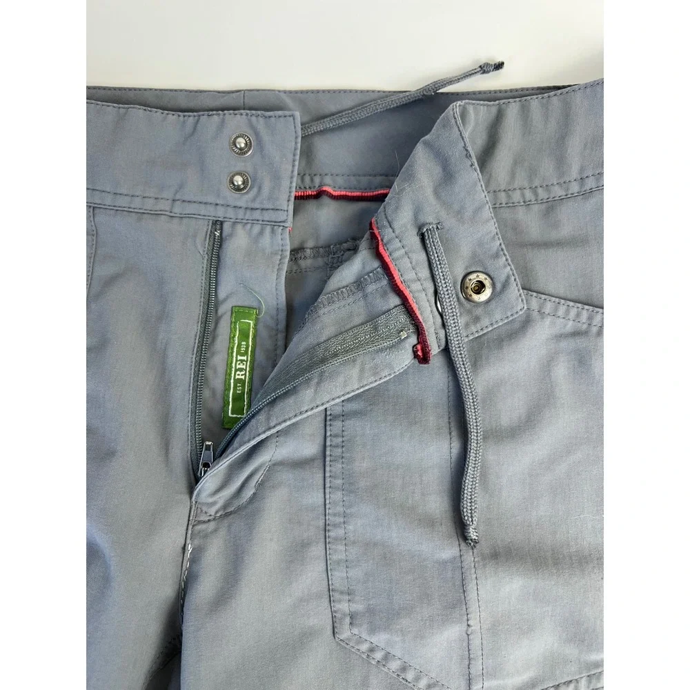 REI Co-op Womens Gray Hiking Shorts Size 12 UPF 50 Quick Dry Outdoor Trail Leaf